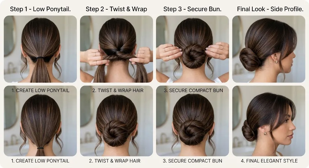 1. Classic Low Soft Bun for Fine Hair 1