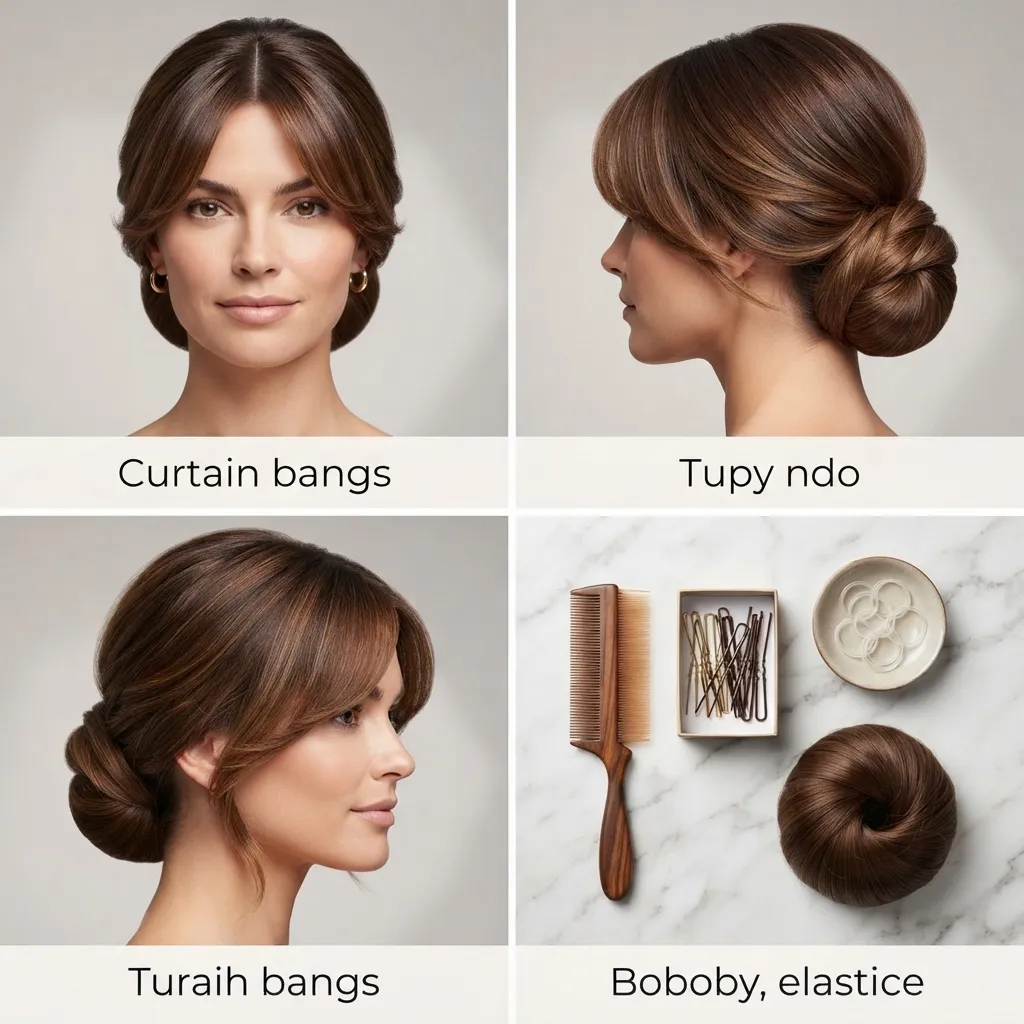10. Classic Updo With Curtain Bangs