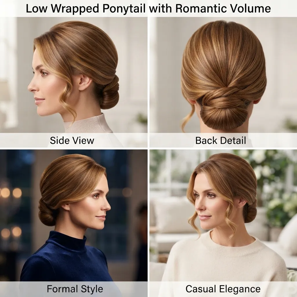 18 Elegant Wedding Hairstyles for Brides with Long Hair That Feel Dreamy 11 10. Low Wrapped Ponytail with Romantic Volume
