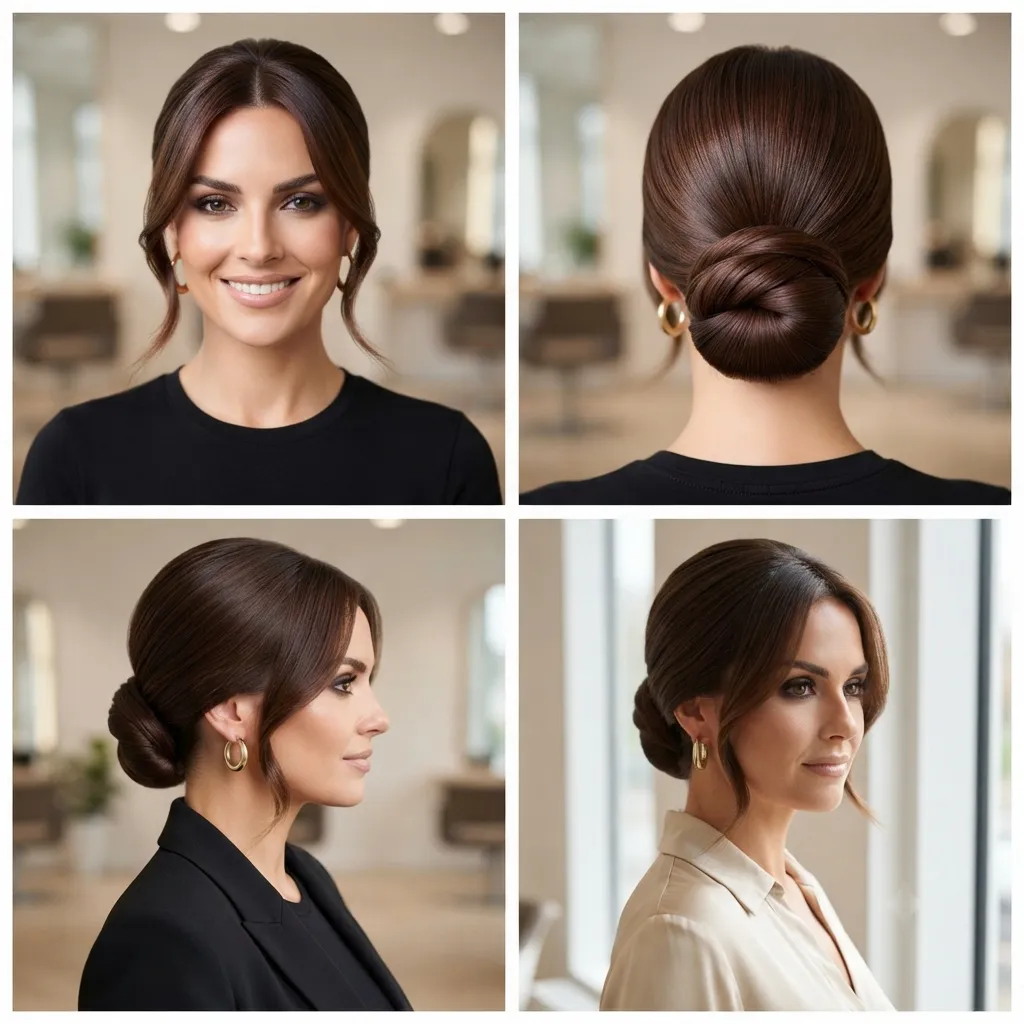 10. Sleek Low Bun with Face Framing Strands