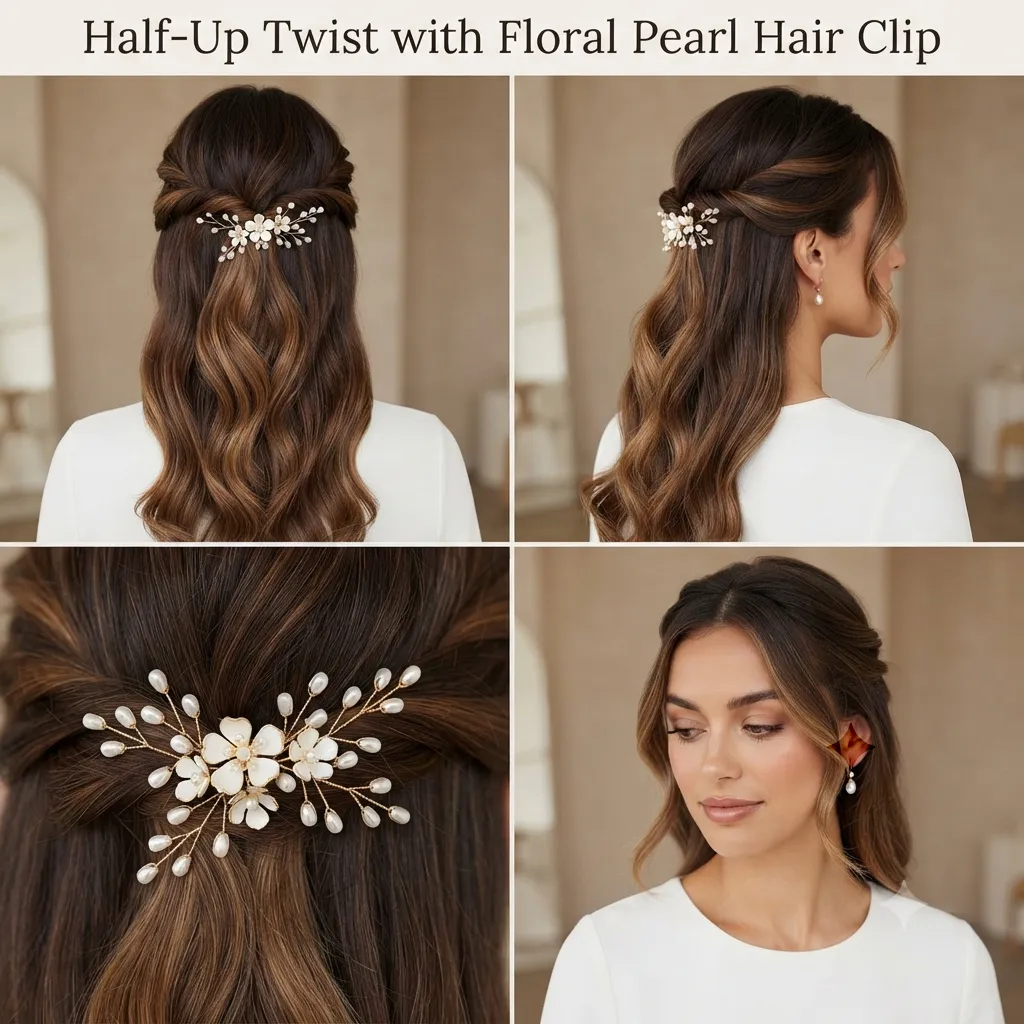 19 Beautiful Wedding Hairstyles for Long Layered Hair That Flow 11 10. Twisted Half Up Style with a Floral Comb