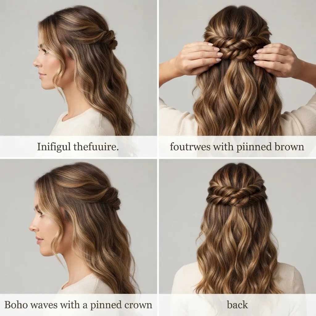 11. Boho Waves With a Pinned Crown