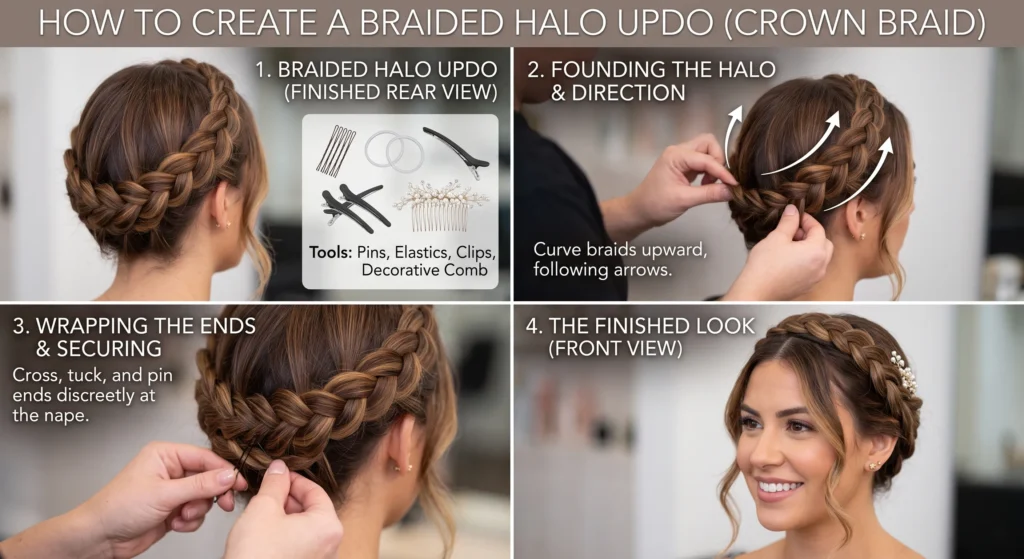 11. Braided Halo Updo