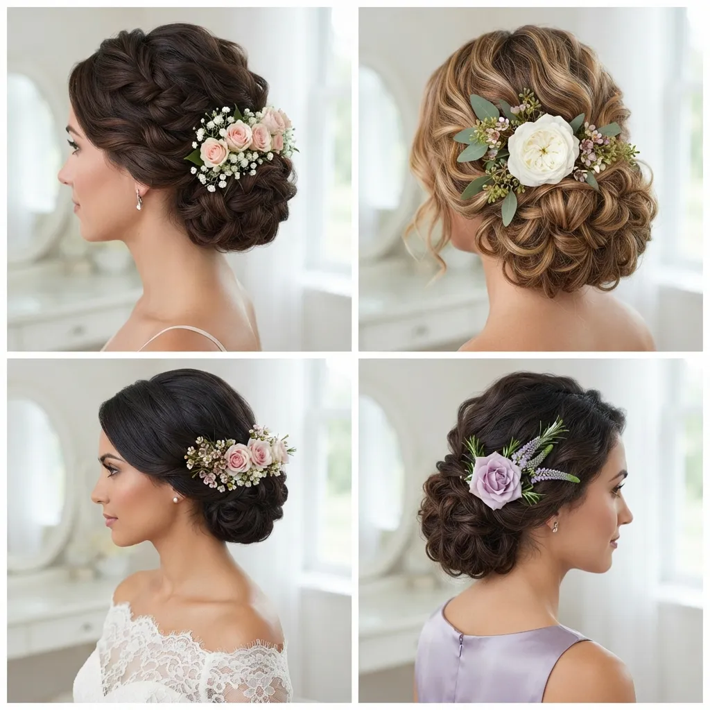 11. Floral Accent Soft Updo Ideas