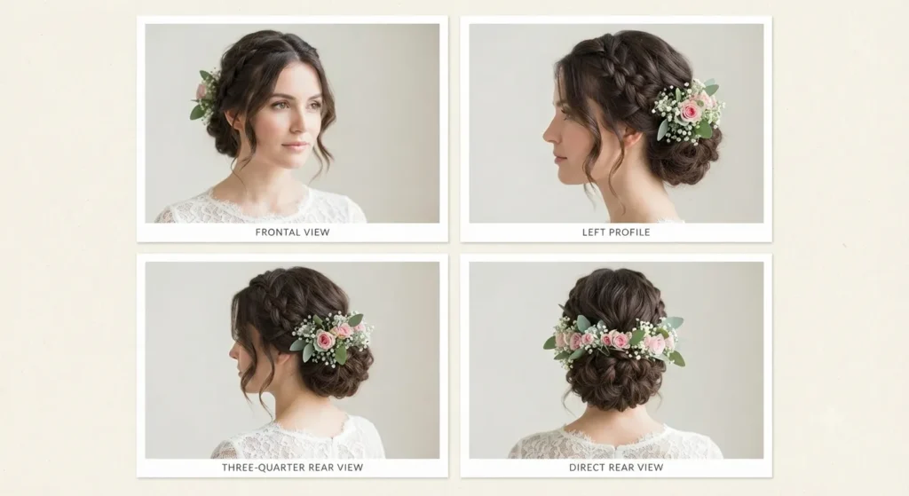 16 Bridal Updo Wedding Hairstyles That Look Elegant and Timeless 12 11. Floral Garden Bridal Updo
