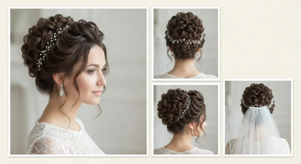 16 Bridal Updo Wedding Hairstyles That Look Elegant and Timeless 13 12. Curly Bridal Updo Wedding Hairstyle