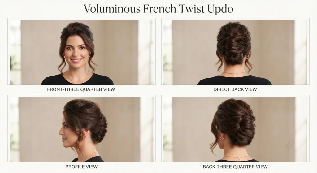 19 Beautiful Wedding Hairstyles for Long Layered Hair That Flow 15 14. Soft French Twist with Flowing Front Layers
