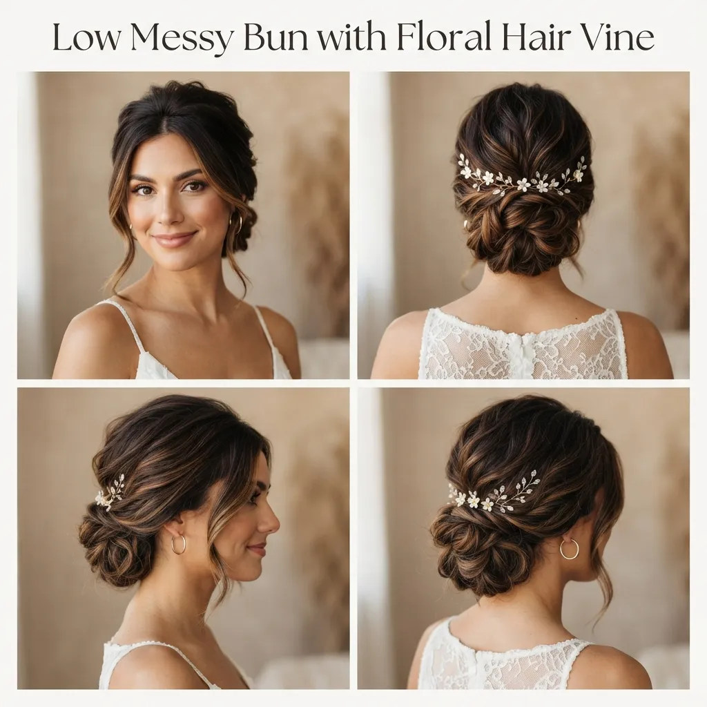 19 Beautiful Wedding Hairstyles for Long Layered Hair That Flow 16 15. Low Chignon with Wispy Layered Tendrils