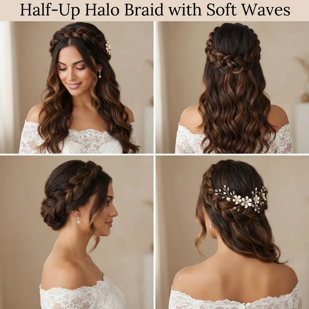 19 Beautiful Wedding Hairstyles for Long Layered Hair That Flow 17 16. Crown Braid with Long Romantic Waves
