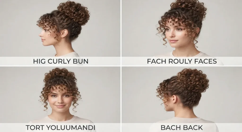 16. Curly Updo That Flatters Round Faces