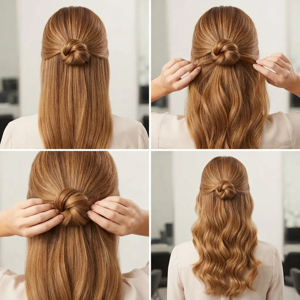 18 Elegant Wedding Hairstyles for Brides with Long Hair That Feel Dreamy 17 16. Knotted Half Up Style with Textured Length