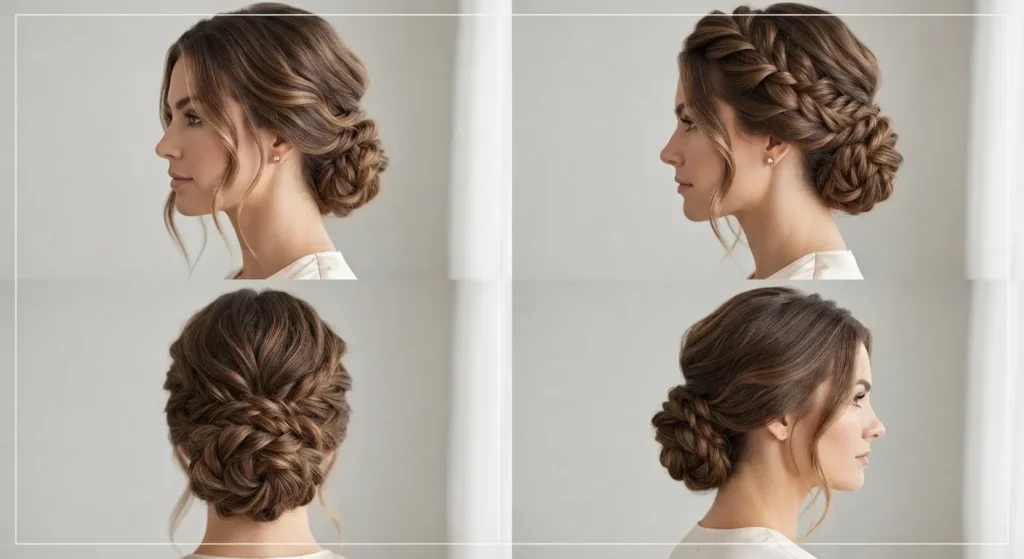 2. Romantic Low Chignon with Tendrils