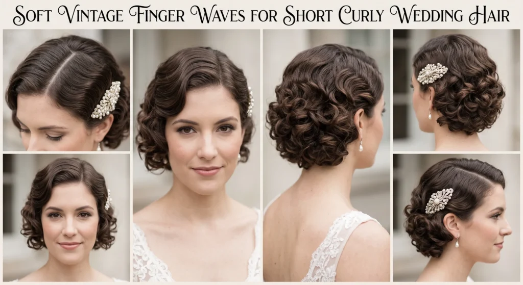 14 Stylish Wedding Hairstyles for Short Curly Hair 3 2. Soft Vintage Finger Waves for Short Curly Wedding Hair 2