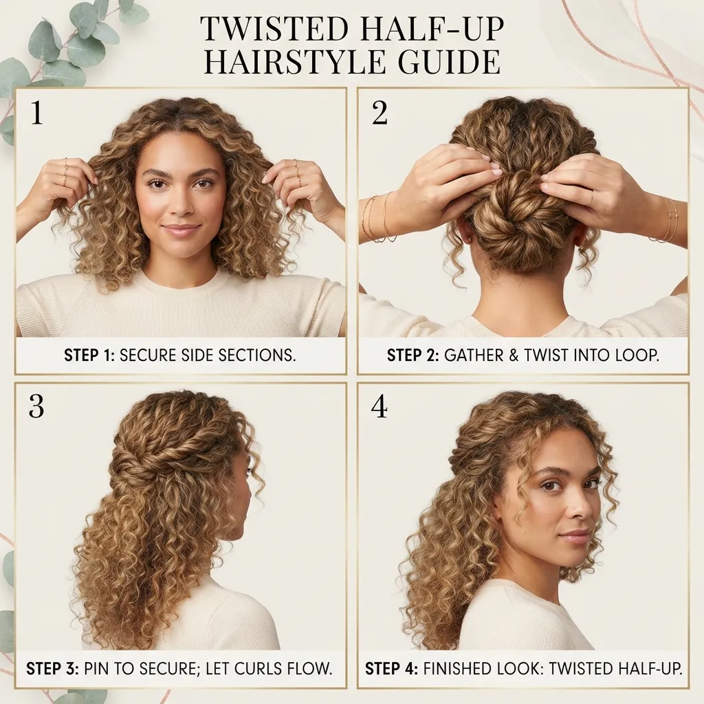 18 Elegant Wedding Hairstyles for Brides with Long Hair That Feel Dreamy 4 3. Twisted Half Up Crown with Cascading Curls