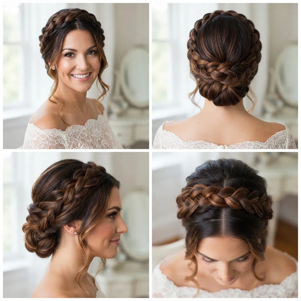 4. Elegant Braided Crown Updo