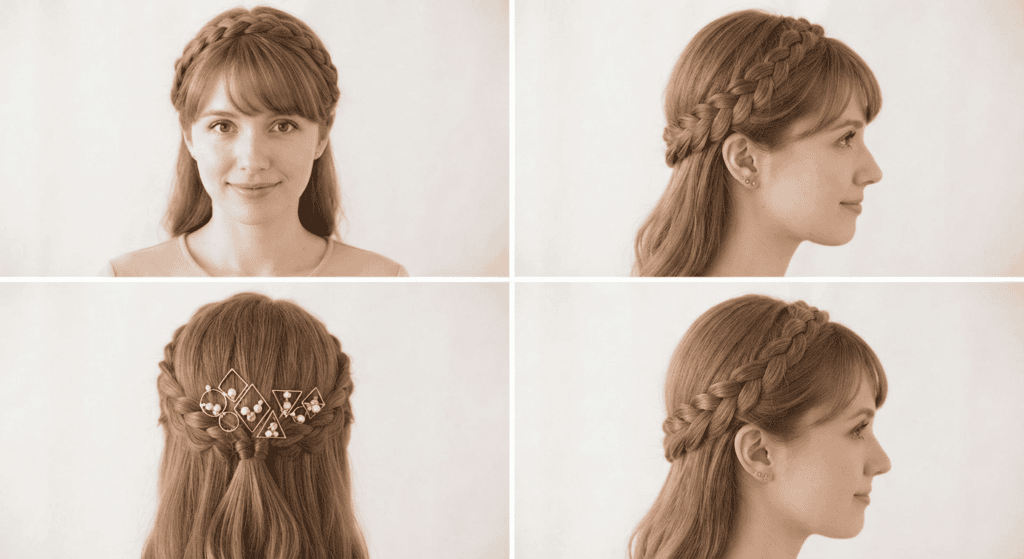 18 Elegant Wedding Hairstyles for Brides with Long Hair That Feel Dreamy 7 6. Ethereal Braided Halo with Loose Lengths