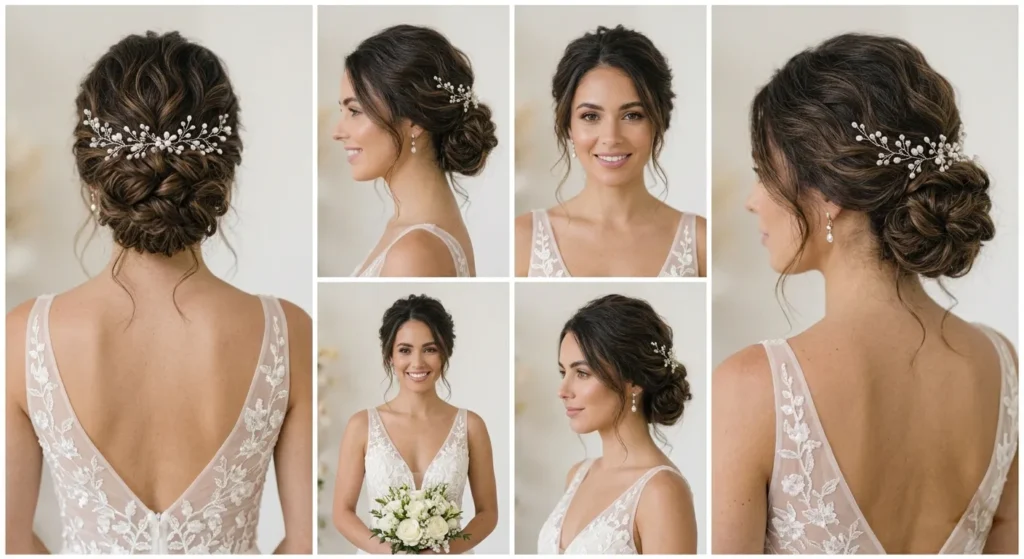 15 Messy Bun Wedding Hairstyles for Brides That Feel Relaxed 7 6. Side Swept Messy Bun Wedding Hairstyle