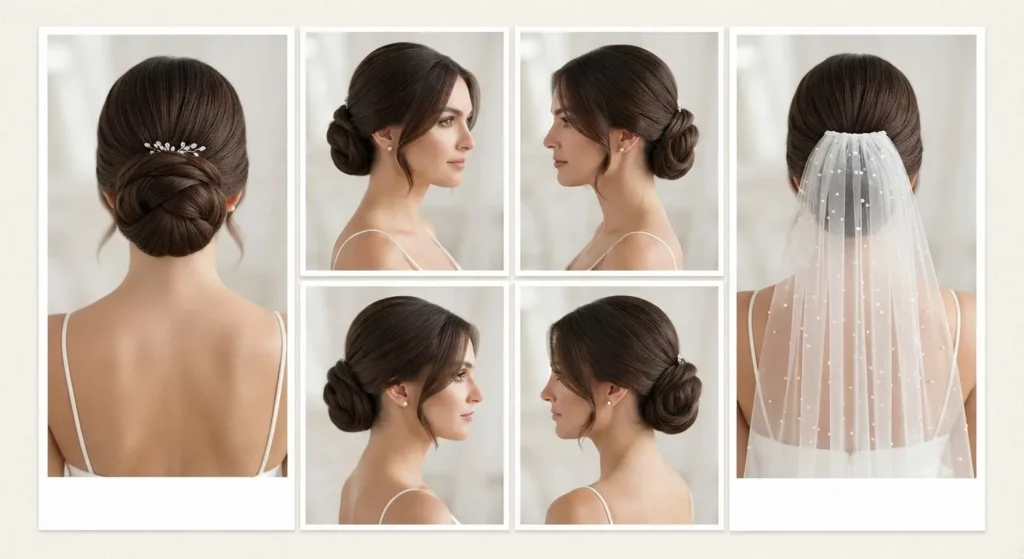 16 Bridal Updo Wedding Hairstyles That Look Elegant and Timeless 7 6. Sleek Modern Wedding Bun