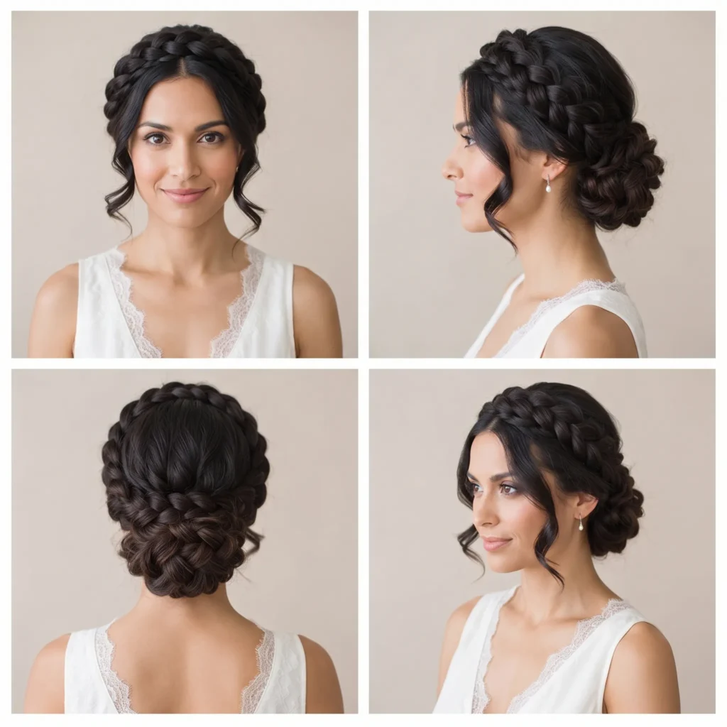 16 Bridal Updo Wedding Hairstyles That Look Elegant and Timeless 8 7. Braided Crown Bridal Updo