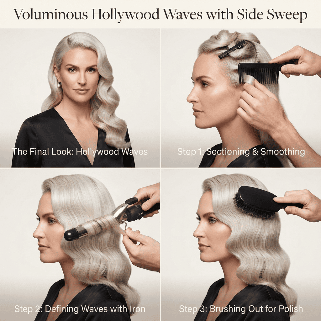 18 Elegant Wedding Hairstyles for Brides with Long Hair That Feel Dreamy 8 7. Voluminous Hollywood Waves with Side Sweep