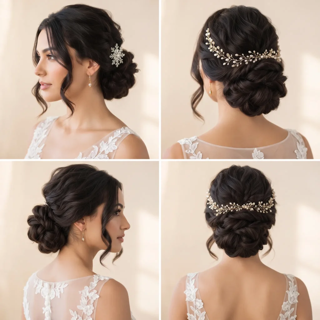 16 Bridal Updo Wedding Hairstyles That Look Elegant and Timeless 9 8. Low Messy Bun for Brides