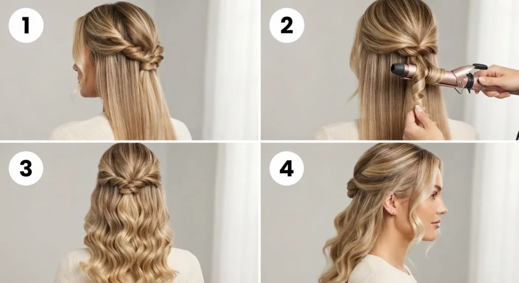 8. Twisted Half Up Bridal Hairstyle With Volume