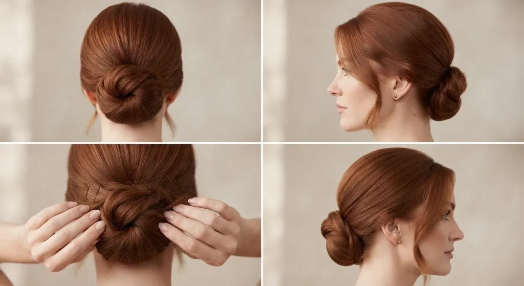 9. Classic Chignon with Loose Pieces